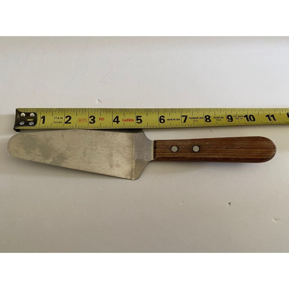 Vintage JR 3024 Scraper Spatula Pie Cake Server Riveted Wood Handle Stainless - Picture 4 of 6